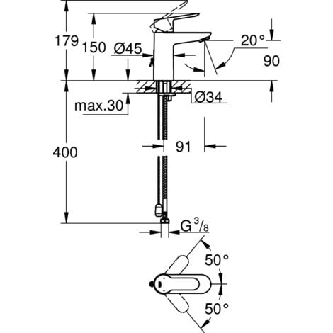 Grohe BauEdge - Waschtisch Einhebelmischer S, verchromt 23330000