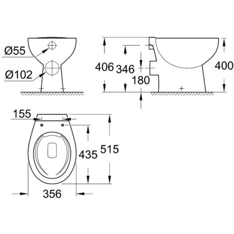 Grohe Bau Ceramic - Stand-WC, Rimless, Alpinweiß 39430000