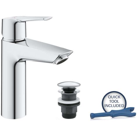 Grohe QuickFix Start - Waschtischarmatur mit Auslass Push-Open, Chrom 24204002