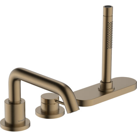 Hansgrohe Tecturis S - Badewannenarmatur für Wannenrand, 3-Loch-Montage, sBox, Bronze gebürstet 73447140