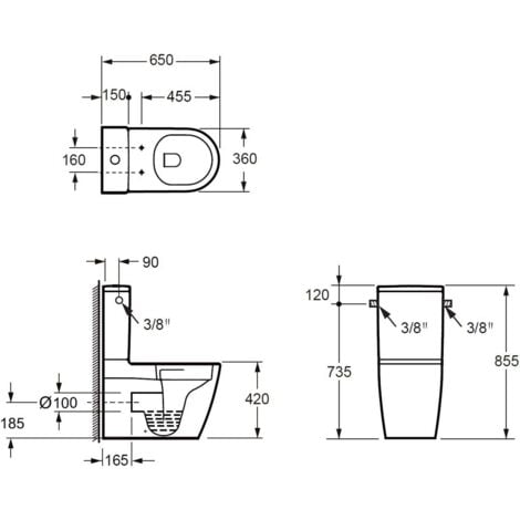 kielle Oudee - WC-Kombi mit Spülkasten und Softclose-Sitz, Vortex, weiß 30202000