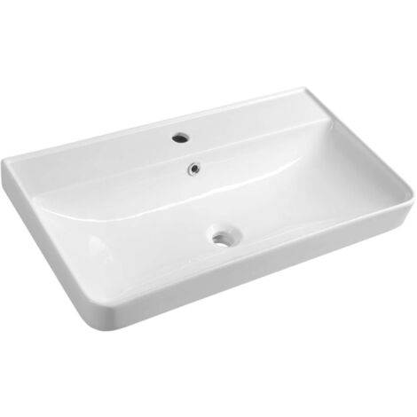 Aqualine - Möbelwaschbecken, 80x45 cm, mit Überlauf, Hahnloch, weiß 3080