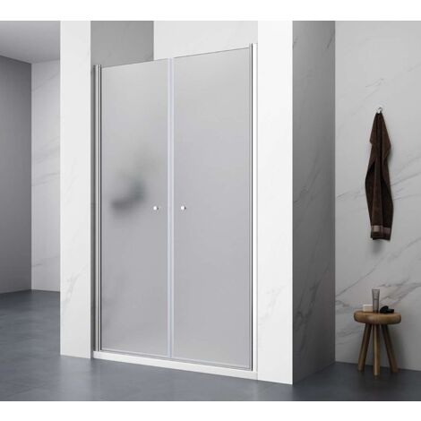 Aqualine Duschkabinen - Duschtür Pilot, zweiteilig 80 cm, glänzendes Aluminium/Glas Brick PT082 (1/5)