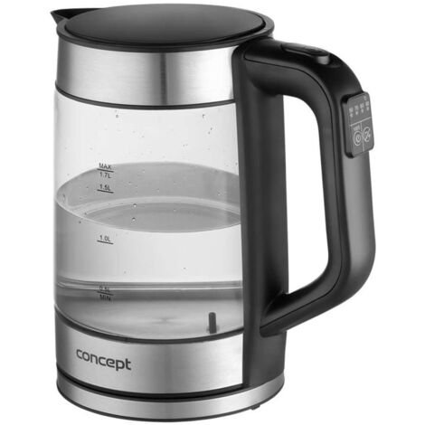 Concept - Wasserkocher, Volumen 1,7 l, mit Temperaturregelung, 2200 W, schwarz/Edelstahl rk4067