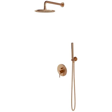 OMNIRES Y - Duschset mit Unterputzarmatur, mit Einbaukörper, Durchmesser 25 cm, Kupfer gebürstet SYSY35CPB