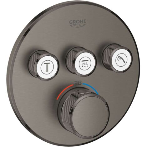 Grohe Grohtherm SmartControl - Thermostat-Duscharmatur - Unterputz mit 3 Absperrventilen, Hard Graphite gebürstet 29121AL0