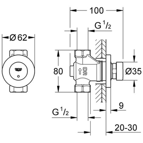 Grohe Euroeco Cosmopolitan T - Selbstschluss-Wandventil, verchromt 36268000