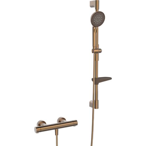 Hansa Prisma - Brauseset mit Thermostat, 3 Strahlarten, Bronze gebürstet 4813042181