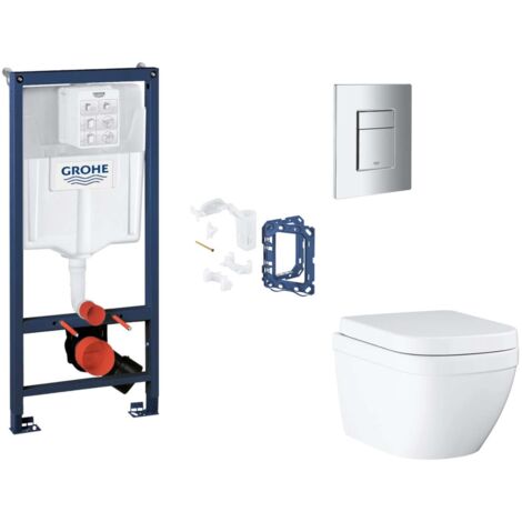 Grohe Rapid SL - Set Vorwandelement, WC mit Softclose-Sitz, Betätigungsplatte Skate Cosmopolitan und Fresh Umrüstset, Triple Vortex, Chrom SANI11BB2135 (1/5)