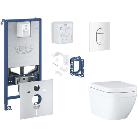 Grohe Rapid SLX - Set Vorwandelement, WC mit Softclose-Sitz, Betätigungsplatte Arena Cosmopolitan und Fresh Umrüstset, Triple Vortex, Alpinweiß SANI11BB3137 (1/5)