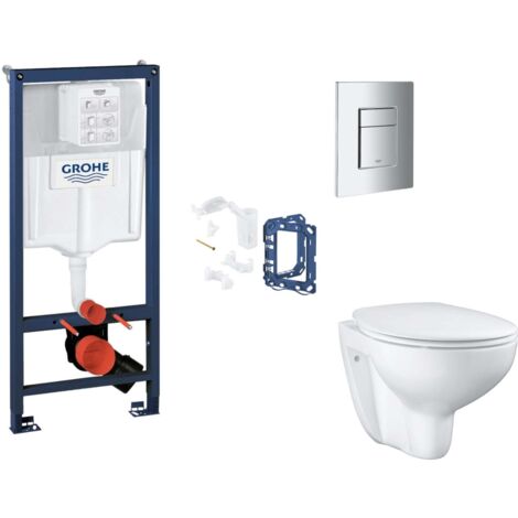 Grohe Rapid SL - Set Vorwandelement, WC mit Softclose-Sitz, Betätigungsplatte Skate Cosmopolitan und Fresh Umrüstset, Chrom SANI11BB2133 (1/5)