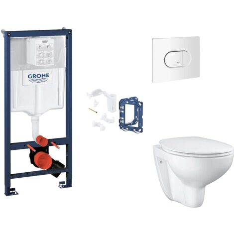 Grohe Rapid SL - Set Vorwandelement, WC mit Softclose-Sitz, Betätigungsplatte Arena Cosmopolitan und Fresh Umrüstset, Alpinweiß SANI11BB3147 (1/5)