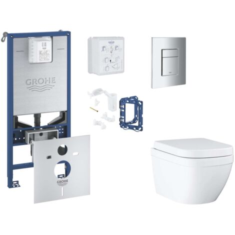 Grohe Rapid SLX - Set Vorwandelement, WC mit Softclose-Sitz, Betätigungsplatte Skate Cosmopolitan und Fresh Umrüstset, Triple Vortex, Chrom SANI11BB2127 (1/5)