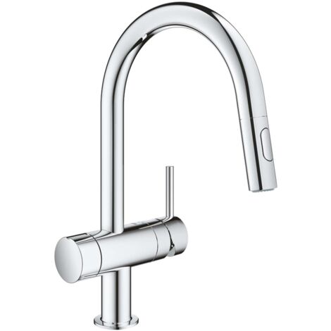 Grohe Minta - Spültischarmatur, mit Absperrventil und ausziehbarer Dusche, Chrom 31916000