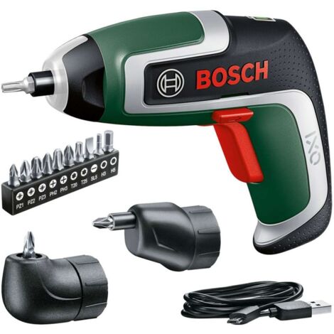 Bosch IXO Kompakt-Akkuschrauber (7. Generation, 3,6 V/2,0 Ah, 5,5 Nm, inkl. Winkelschraubendreher-Adapter und Near-Edge-Schraubendreher-Adapter, microUSB-Kabel, Transportkoffer)