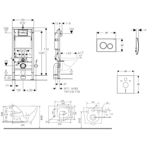 Geberit Duofix - Set Vorwandelement, Gaia-WC mit Softclose-Sitz und Delta30-Betätigungsplatte, Alpinweiß SANI11CA3146