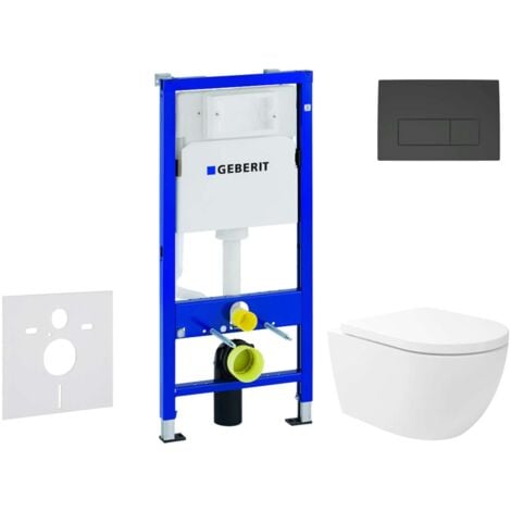 Geberit Duofix - Set Vorwandelement, WC Oudee Vortex mit Softclose-Sitz und Delta50-Betätigungsplatte, schwarz matt SANI11CA5149