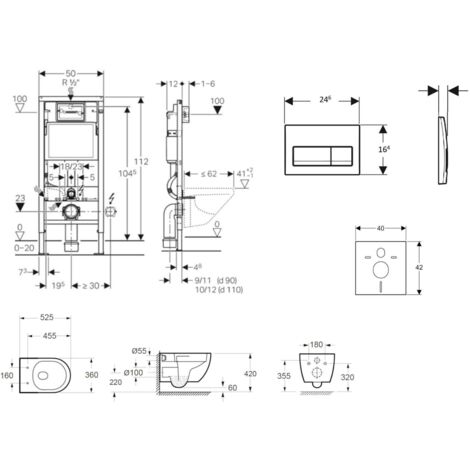 Geberit Duofix - Set Vorwandelement, WC Oudee Vortex mit Softclose-Sitz und Delta50-Betätigungsplatte, schwarz matt SANI11CA5149