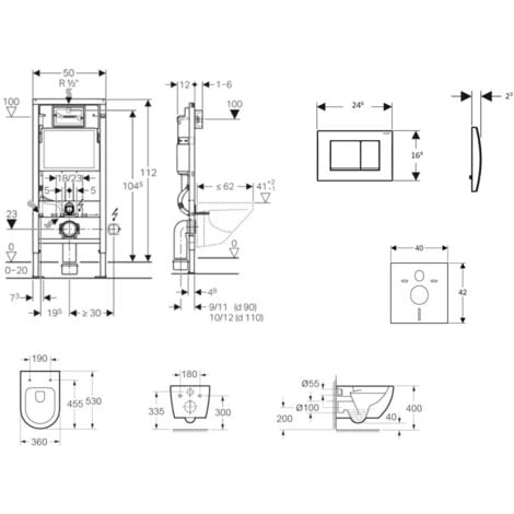 Geberit Duofix - Set Vorwandelement, WC Oudee mit Softclose-Sitz und Delta30-Betätigungsplatte, alpinweiß SANI11CA3139