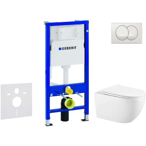 Geberit Duofix - Set Vorwandelement, WC Gaia mit Softclose-Sitz und Delta-Betätigungsplatte, weiß SANI11CA3143