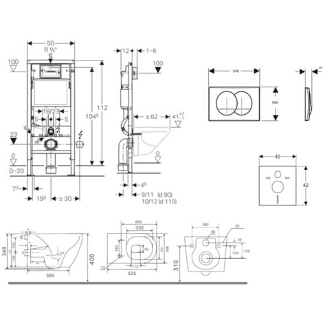 Geberit Duofix - Set Vorwandelement, WC Gaia mit Softclose-Sitz und Delta-Betätigungsplatte, weiß SANI11CA3143