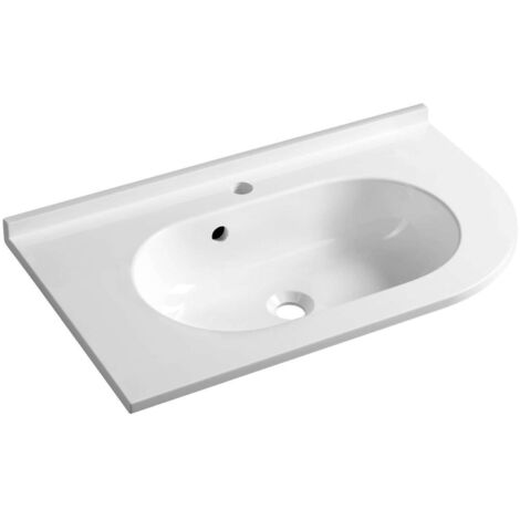 Sapho Pulse - Eckwaschtisch 75x45 cm, mit Überlauf, mit Hahnloch, links, weiß BM752