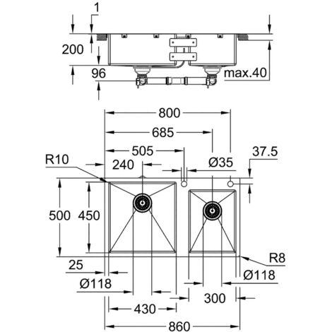 Grohe Abwäschen - Spüle K700, 86x50 cm, gebürsteter Edelstahl 31855SD0
