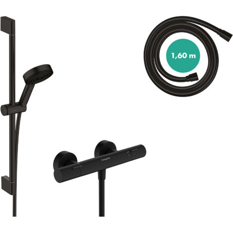 Hansgrohe Pulsify Select S - Brauseset mit Thermostat, 3 Strahlarten, EcoSmart, mattschwarz 24262670