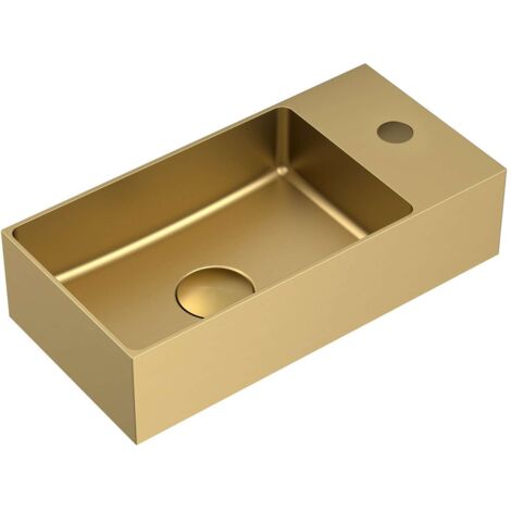 Sapho Aurum - Handwaschbecken 37x18 cm, ohne Überlauf, Hahnloch, mattgold AU204