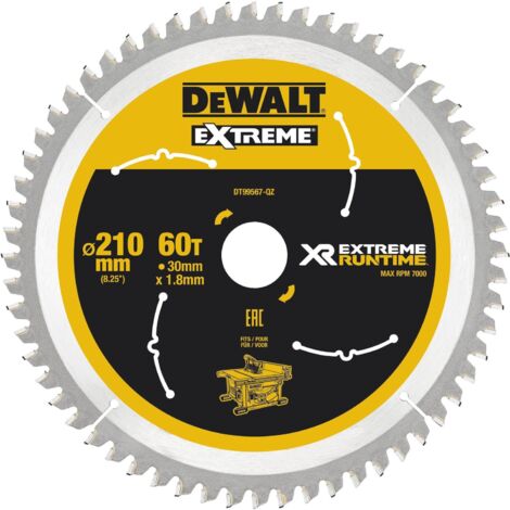 Tischsägeblatt 210x30 mm 60 Zähne XR Extreme runtime DEWALT - DT99567