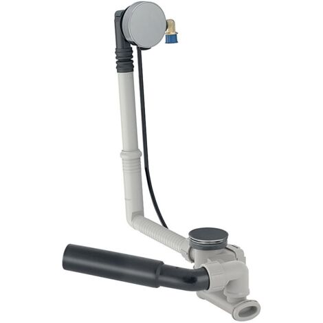 Geberit Badewannenablauf, Drehbetätigung, Zulauf, Länge 26cm, Fertigbauset Hochglanz verchromt, Außendurchmesser 40/50mm