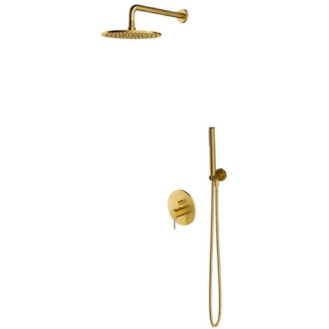 OMNIRES Y - Duschset mit Unterputzarmatur, mit Einbaukörper, Durchmesser 25 cm, Gold gebürstet SYSY19GLB
