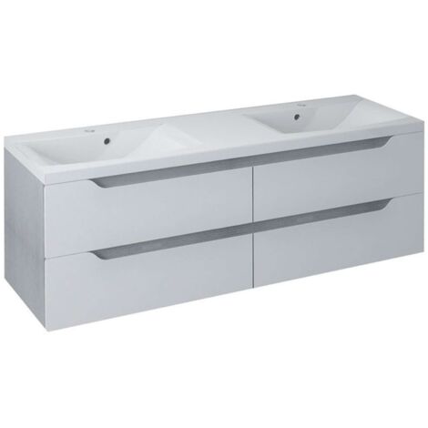 Sapho Wave - Doppelwaschtischunterschrank 150x50x48 cm, weiß/Eiche silber WA150-3011