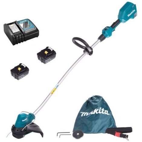 Makita Gartenmaschinen - 18V Akku-Rasentrimmer, 2x Li-Ion LXT 3,0 Ah, Ladegerät DUR189RFE