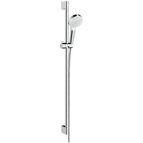 Hansgrohe Crometta - Brausegarnitur 100, EcoSmart 9 l/min, Brausestange 90 cm, weiß/Chrom 26539400