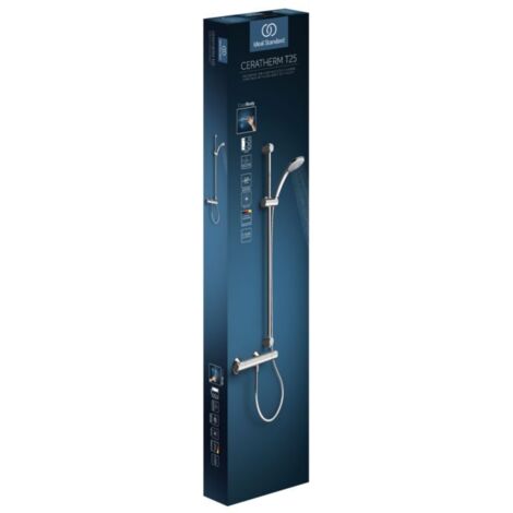 Ideal Standard CeraTherm - Brauseset T25 mit Thermostat, 3 Strahlarten, Chrom A7204AA