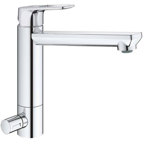 Grohe BauLoop 1-Loch-Einhand-Spültischbatterie, Chrom, mittelhoher Auslauf, integrierte Vorabsperrung (1/5)