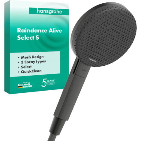 Hansgrohe Raindance Alive Select S - Duschkopf, 3 Strahlarten, chrom schwarz gebürstet 24500340