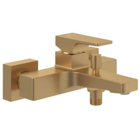 V&B Einhebelmischer für Badewanne Architectura Square mit Umsteller, Wandmontage, brushed gold