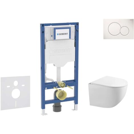 Geberit Duofix - Set Vorwandelement, Gaia-WC mit Softclose-Sitz und Sigma01-Betätigungsplatte, Alpinweiß SANI11CA3117B