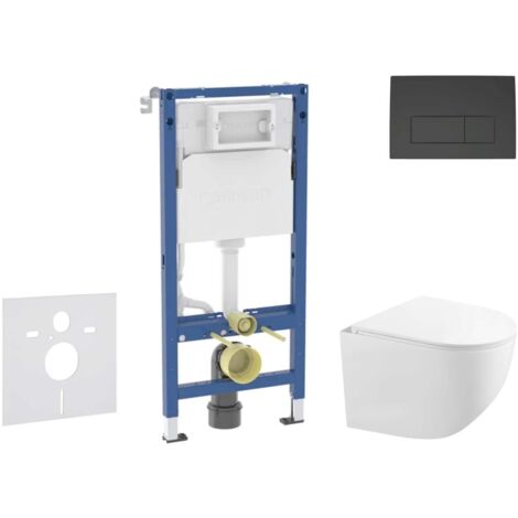 Geberit Duofix - Set Vorwandelement, Kompakt-WC Gaia mit Softclose-Sitz und Delta50-Betätigungsplatte, schwarz matt SANI11CA5122B