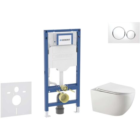 Geberit Duofix - Set Vorwandelement, Gaia-WC mit Softclose-Sitz und Sigma20-Betätigungsplatte, weiß/Chrom SANI11CA3122B