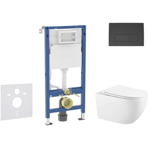 Geberit Duofix - Set Vorwandelement, WC Gaia mit Softclose-Sitz und Delta50-Betätigungsplatte, schwarz matt SANI11CA5118B