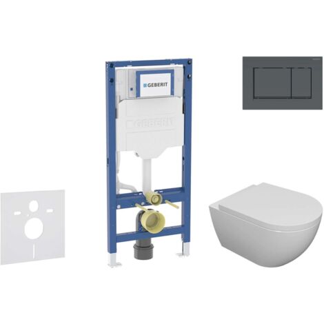 Geberit Duofix - Set Vorwandelement, WC Oudee mit Softclose-Sitz und Sigma30-Betätigungsplatte, schwarz matt/schwarz SANI11CA5100B
