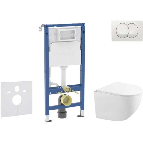 Geberit Duofix - Set Vorwandelement, Kompakt-WC Gaia mit Softclose-Sitz und Delta-Betätigungsplatte, weiß SANI11CA3150B