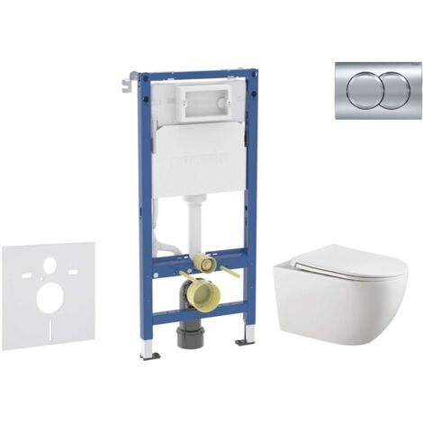 Geberit Duofix - Set Vorwandelement, Gaia-WC mit Softclose-Sitz und Delta01-Betätigungsplatte, Chrom glänzend SANI11CA1136B