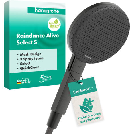 Hansgrohe Raindance Alive Select S - Handbrause, 3 Strahlarten, EcoSmart+, chrom schwarz gebürstet 24512340
