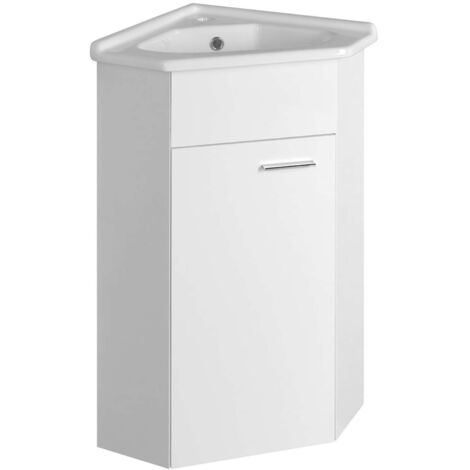 Aqualine Zoja - Waschtischunterschrank 74x41x41 cm, Eckausführung, 1 Tür L/R, weiß 50345 (1/5)