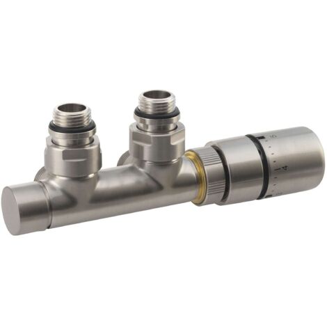 Sapho Twin - Thermostat-Ventilanschlussset, Mittelanschluss 50 mm, Edelstahl gebürstet CP3520S