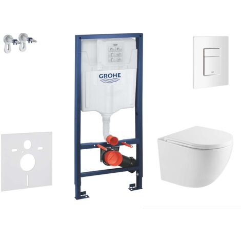 Grohe Rapid SL - Set Vorwandelement, WC Oudee mit Softclose-Sitz und Skate Cosmopolitan-Betätigungsplatte, Alpinweiß SANI11BA3111